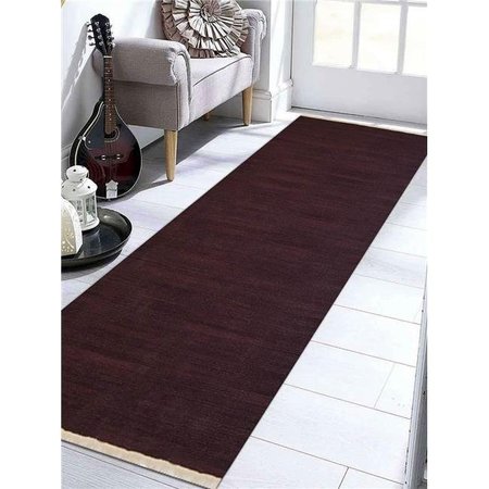 GLITZY RUGS Glitzy Rugs UBSD00111H0043G25 2 ft. 6 in. x 10 ft. Hand Woven Flat Weave Kilim Wool Runner Rug; Plum UBSD00111H0043G25